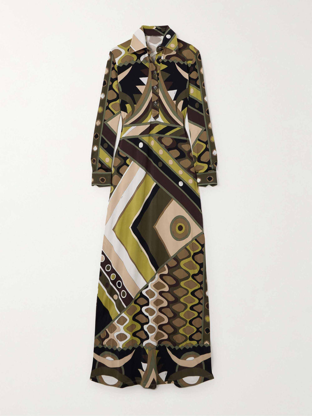 Retro Persoonlijkheid Abstracte Print Lange Mouw Maxi Dress