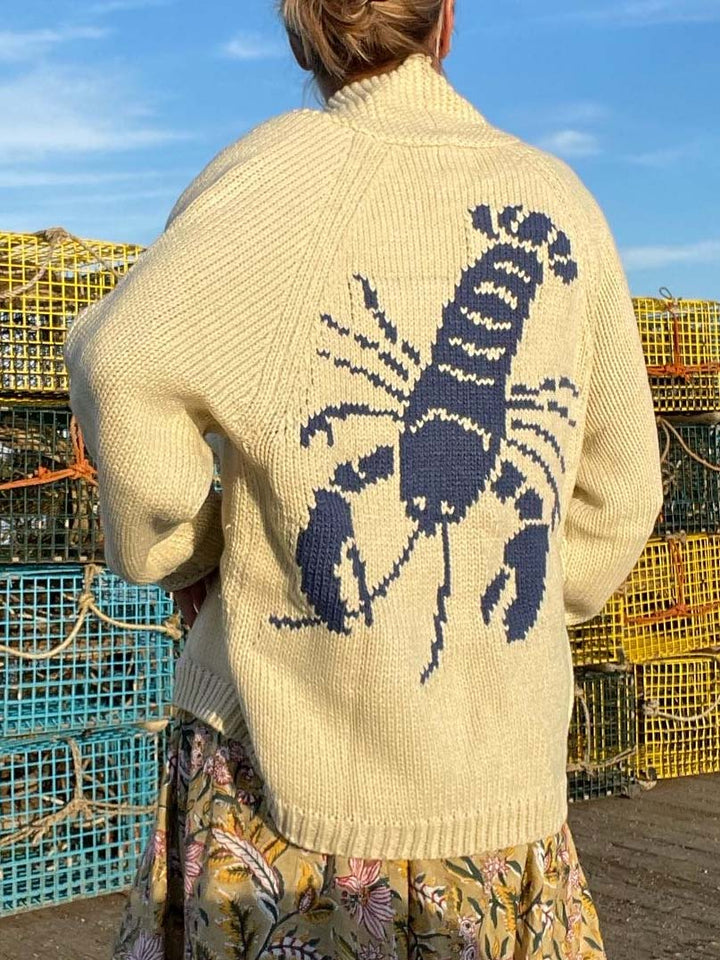 Fun Blue Lobster Cardigan Tröja Jacka