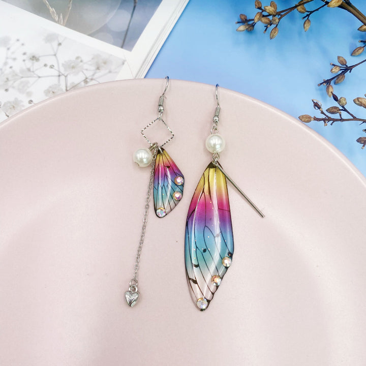 Butterfly Wing Rainbow Gold Foil Cicada Wing Tassel Σκουλαρίκια με φούντα