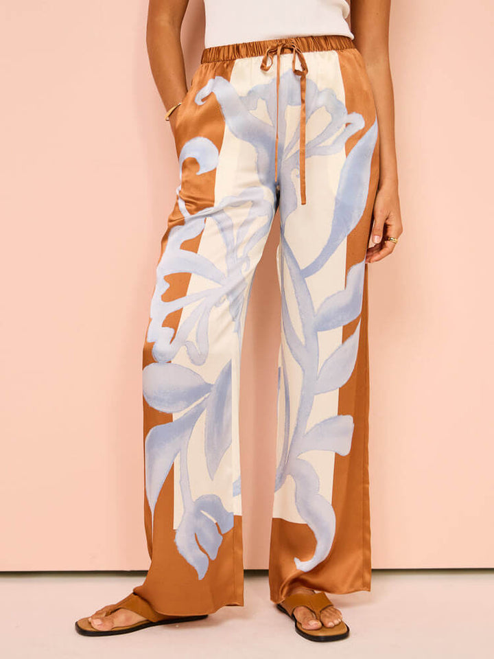 Exquisite Tie-Dye Floral Loose Wide-Leg Trousers