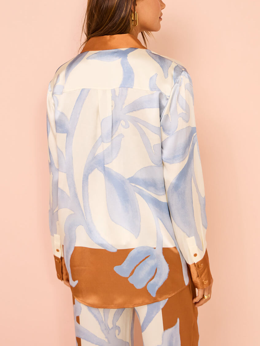 Exquisites kontrastreiches Tie-Dye Floral Lose Shirt