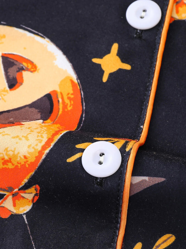 Conjunto de pijama con estampado de calabaza y fantasma de Halloween