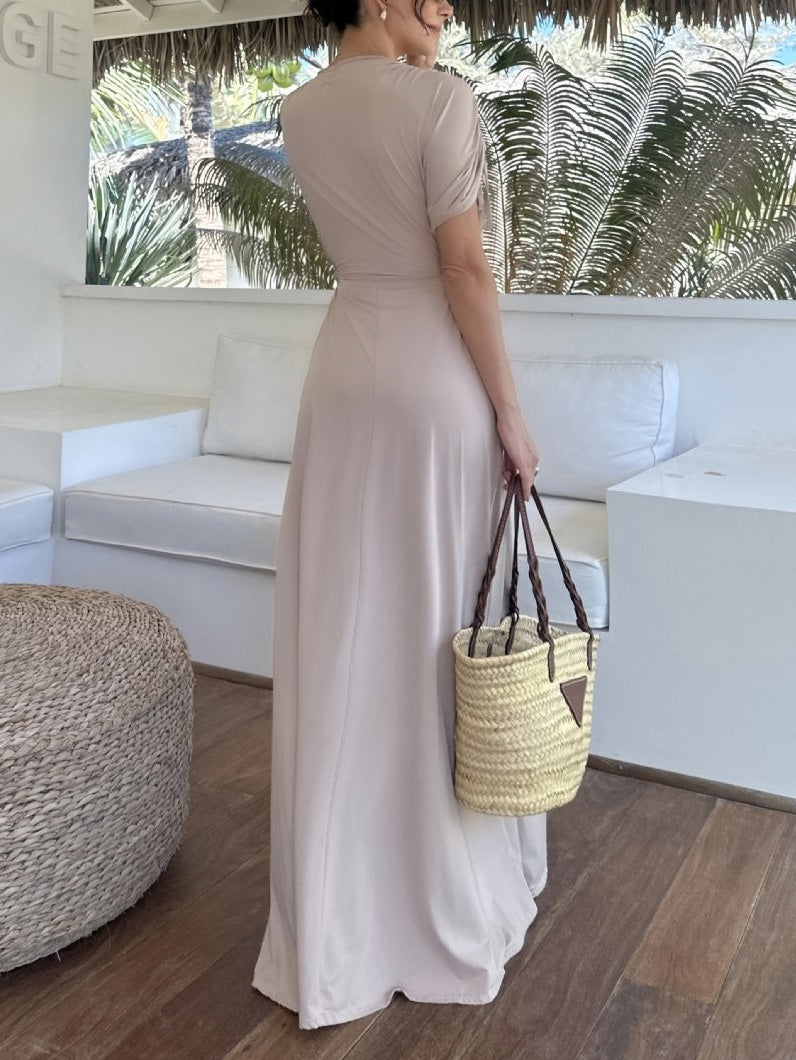 Moda moderna Vestido maxi com decote em V