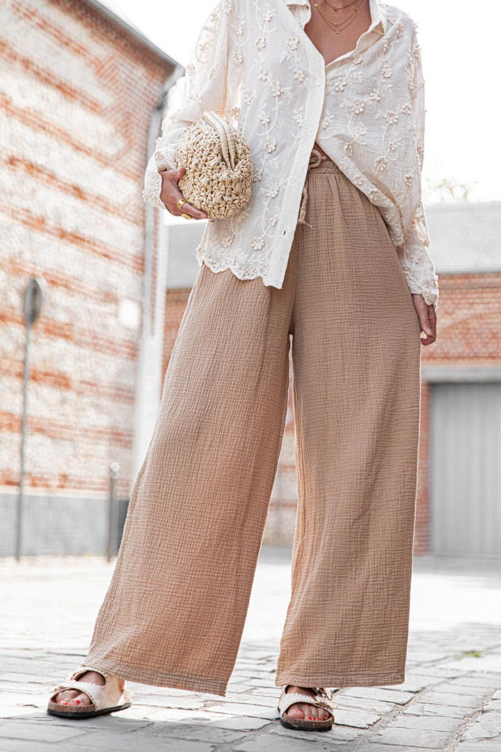 Modern Casual Solid Color Loose Wide-Leg Pants