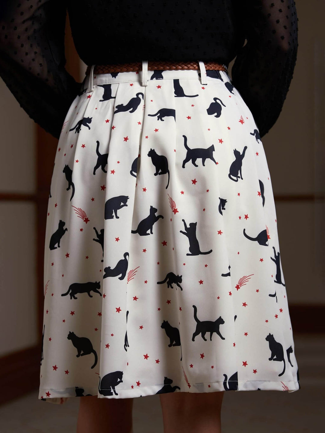 Fun Halloween Cat Print Skirt