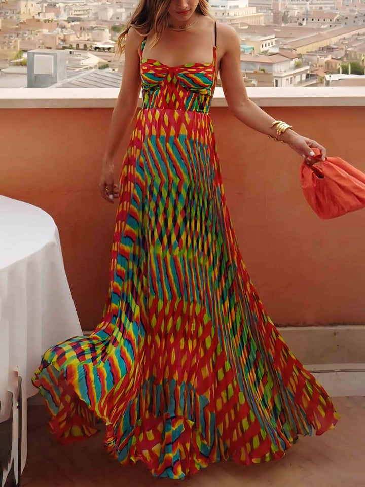 Elegant personalizate pictate imprimare A-Line Maxi Dress