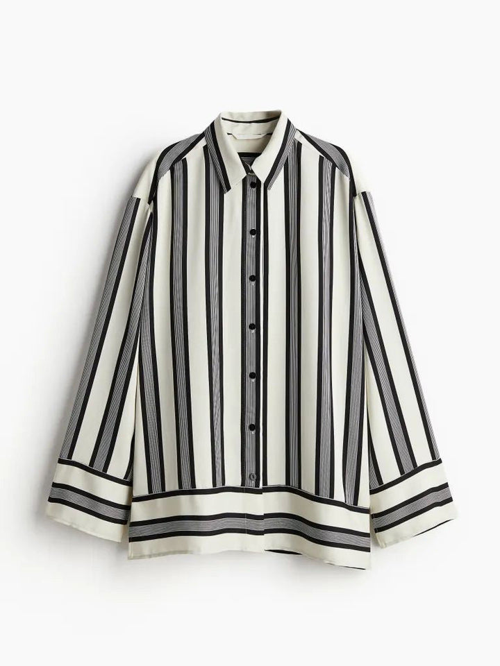 Modern Satin Irregular Striped Loose Shirt