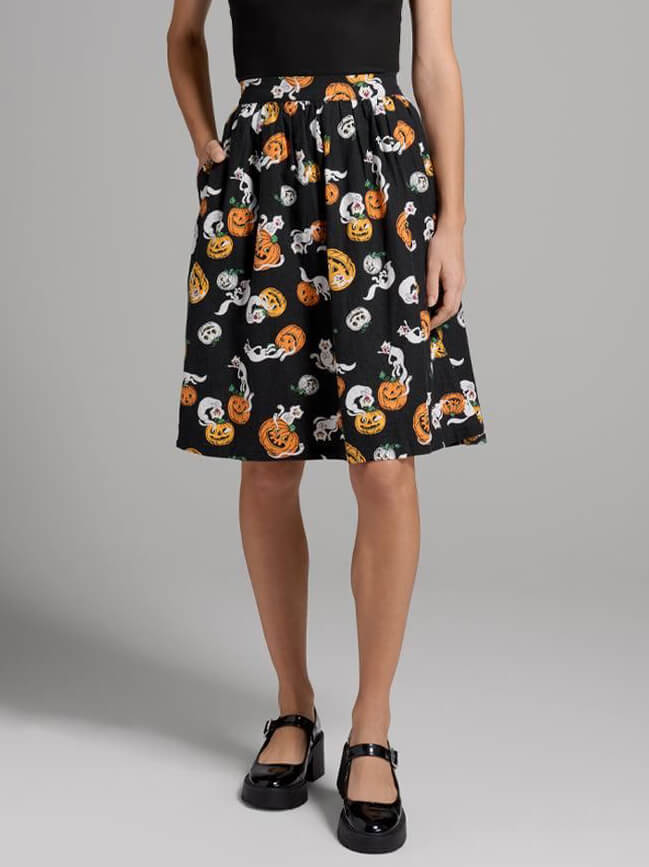 Fun Halloween Pumpkin Ghost Skirt