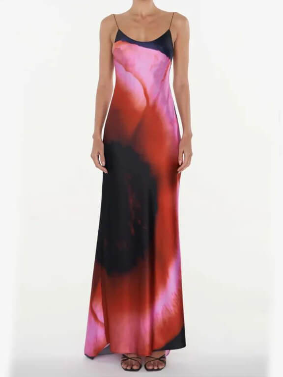 Maxi Vestido Halter Floral Abstracto