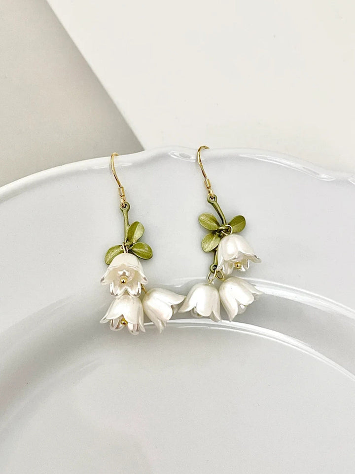 Boucles d'oreilles Tassel - Tulipes Bow White Fairy Flowers