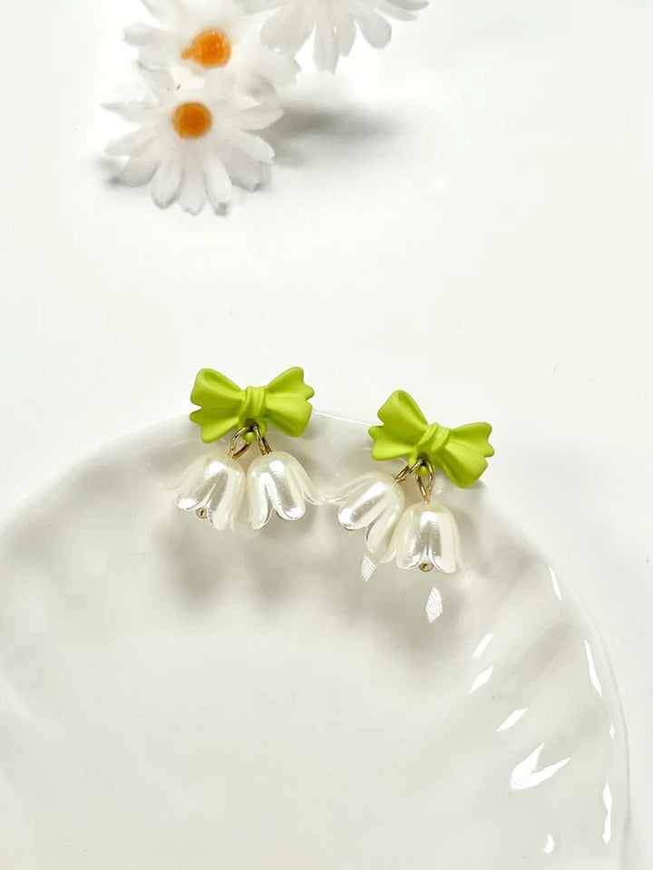 Boucles d'oreilles Tassel - Tulipes Bow White Fairy Flowers