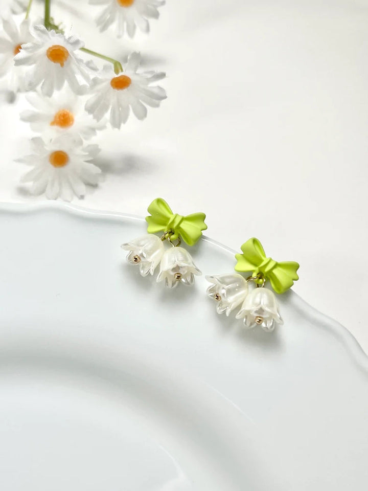 Boucles d'oreilles Tassel - Tulipes Bow White Fairy Flowers