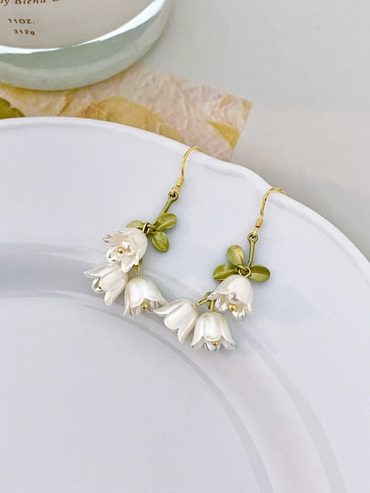 Boucles d'oreilles Tassel - Tulipes Bow White Fairy Flowers