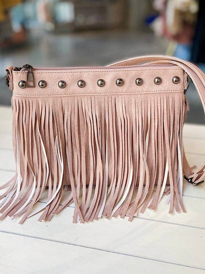 Fringe Decor Crossbody Bag Λευκό