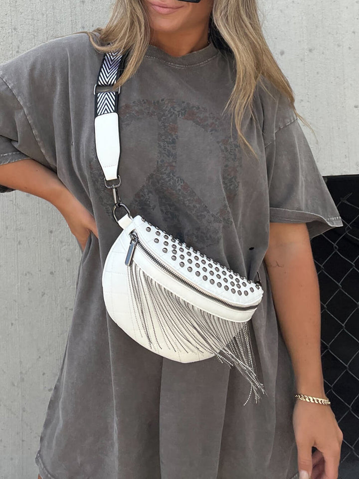 Tassel Crossbody Belt Bag med nitar