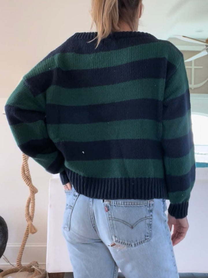 Classic Green Rugby Stripe Sweater