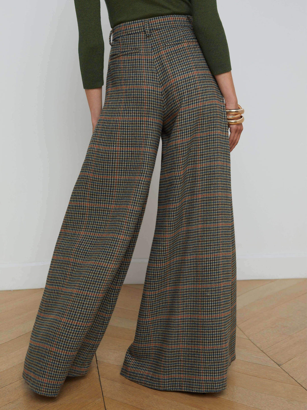 Retro Casual Plaid Suit Wide-leg Pants