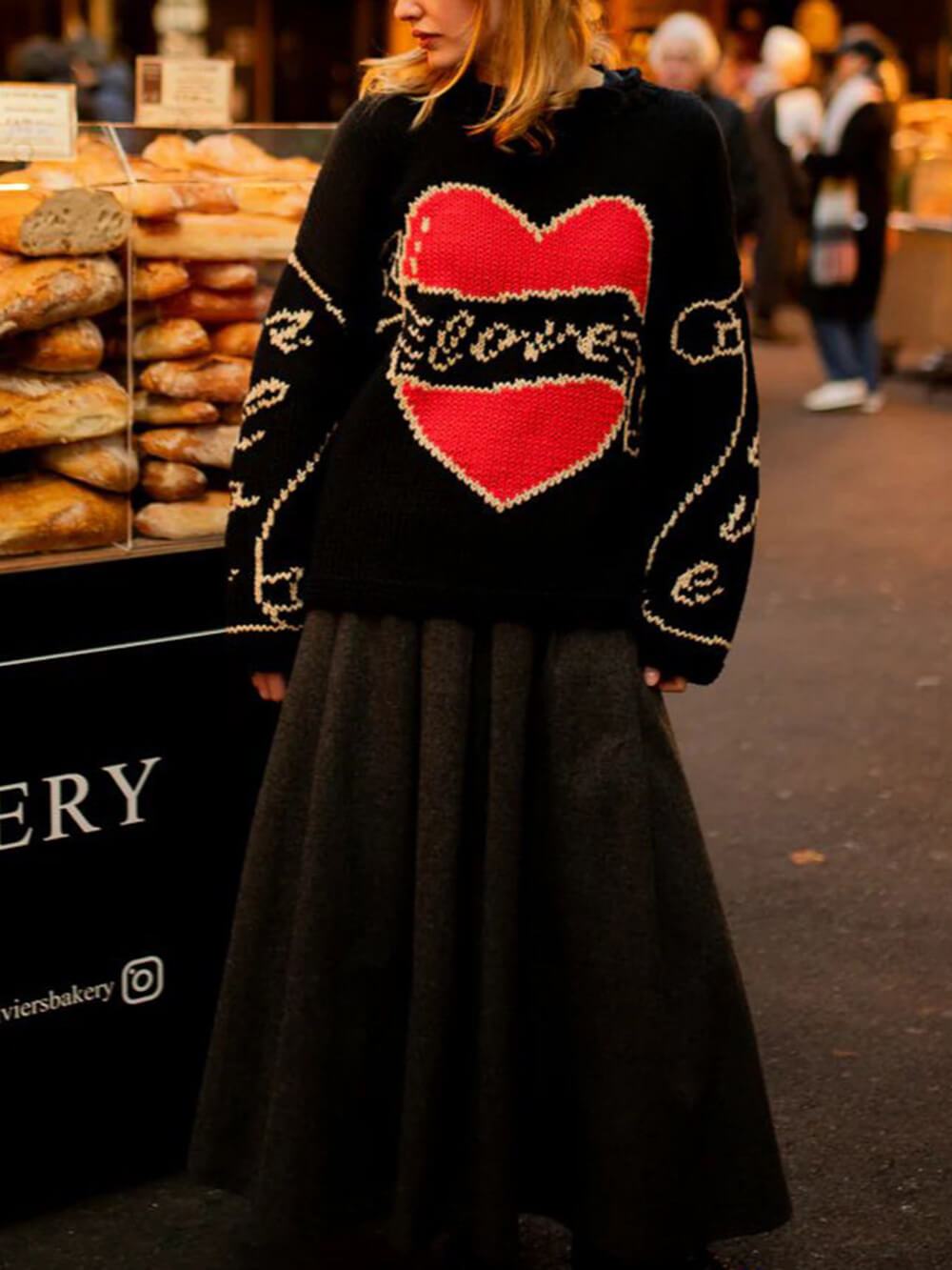 Classic Youthful Heart Letter Sweater