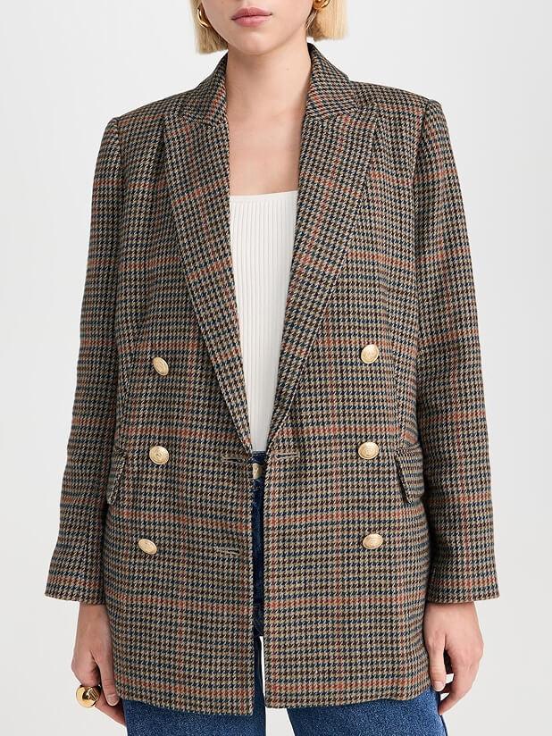 Retro Casual Plaid Suit Jacket