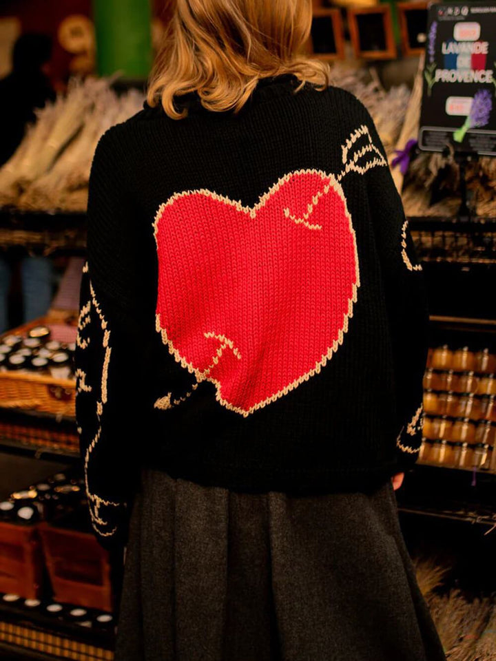 Classic Youthful Heart Letter Sweater