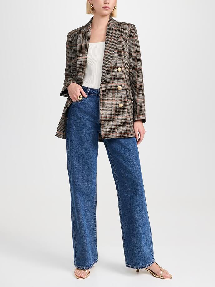 Retro Casual Plaid Suit Jacket