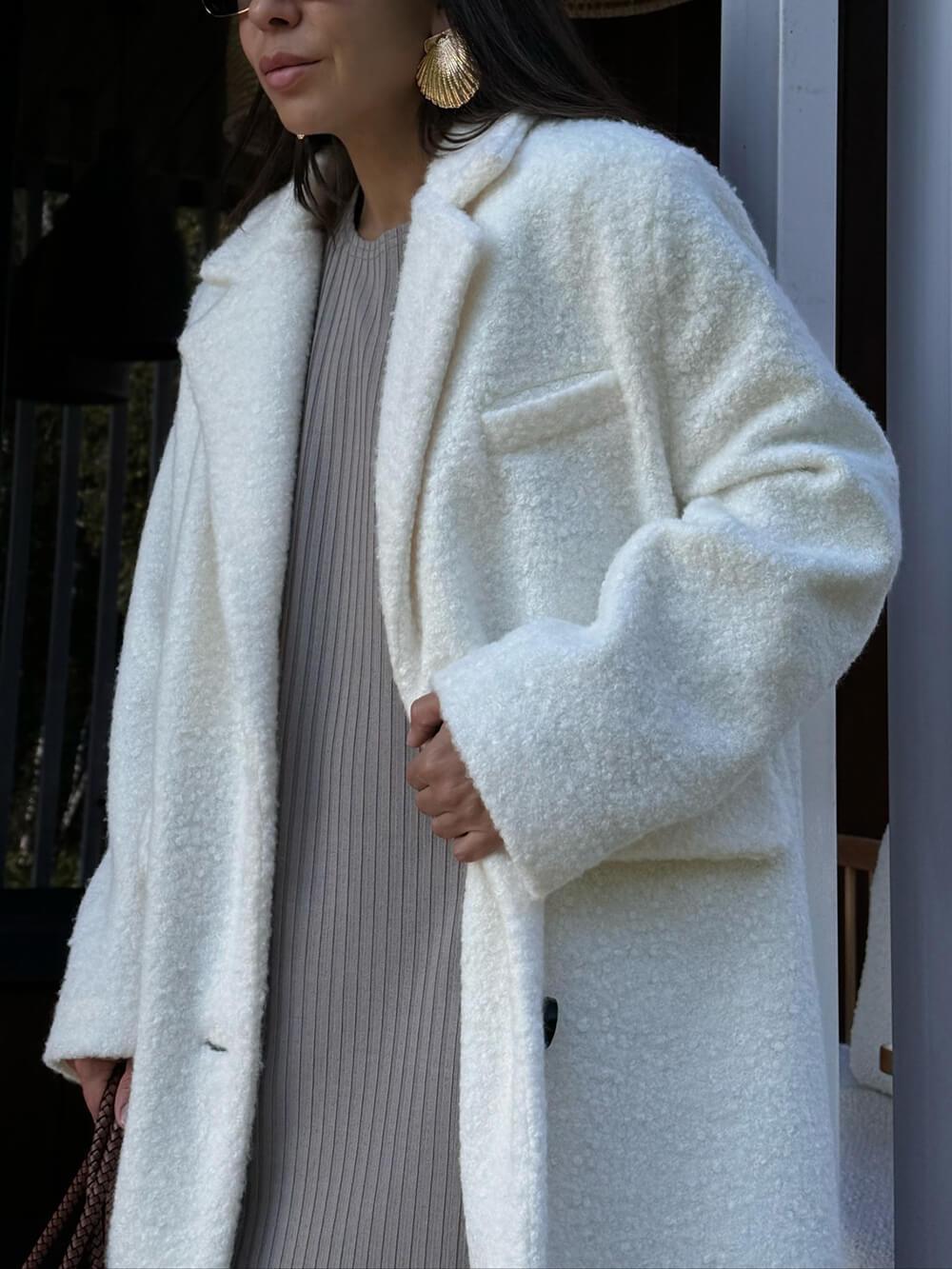 Classic Back Hem Slit Lapel Long Wool Coat