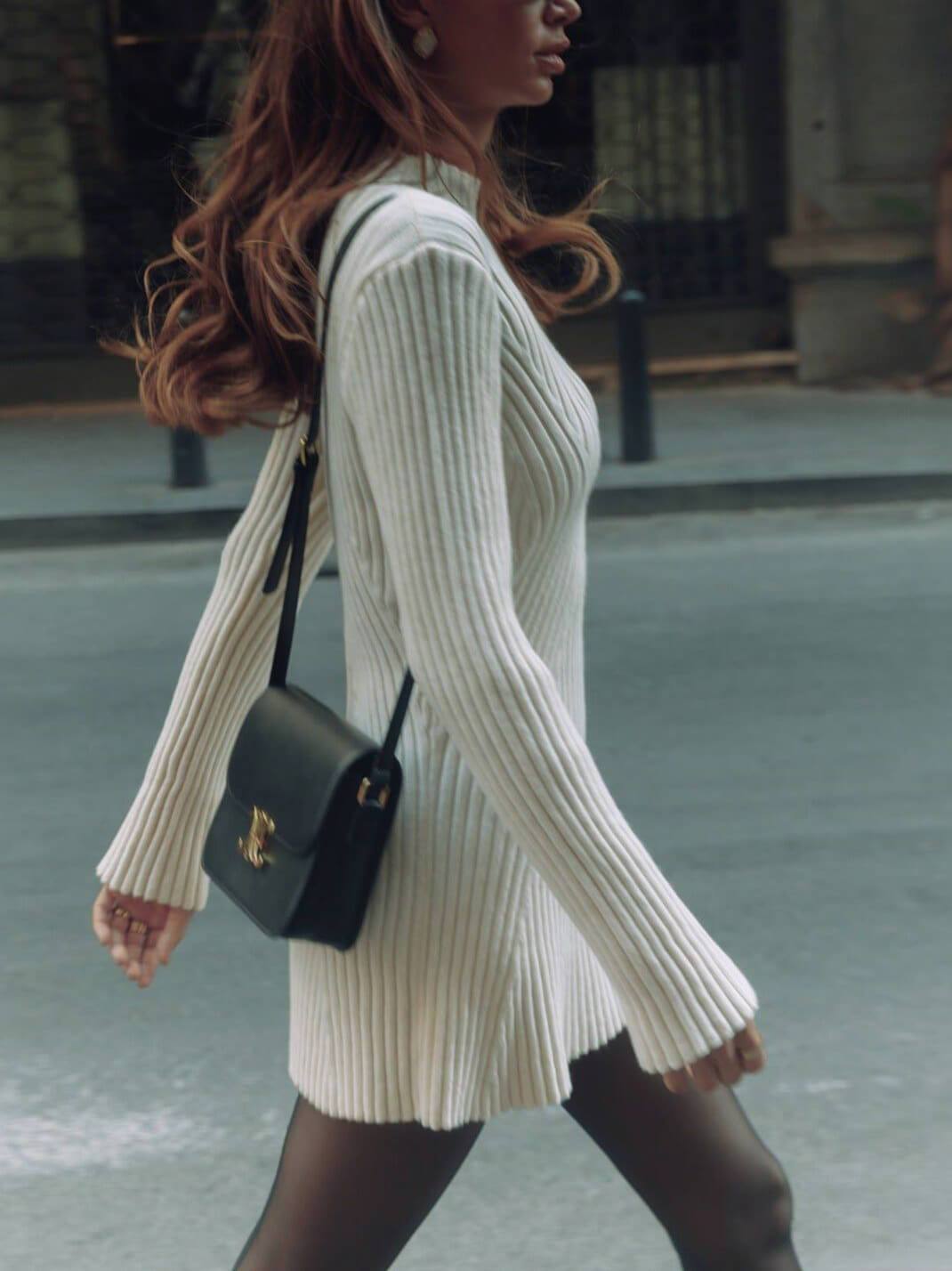 Classic And Versatile Bell Sleeve Mini Sweater Dress