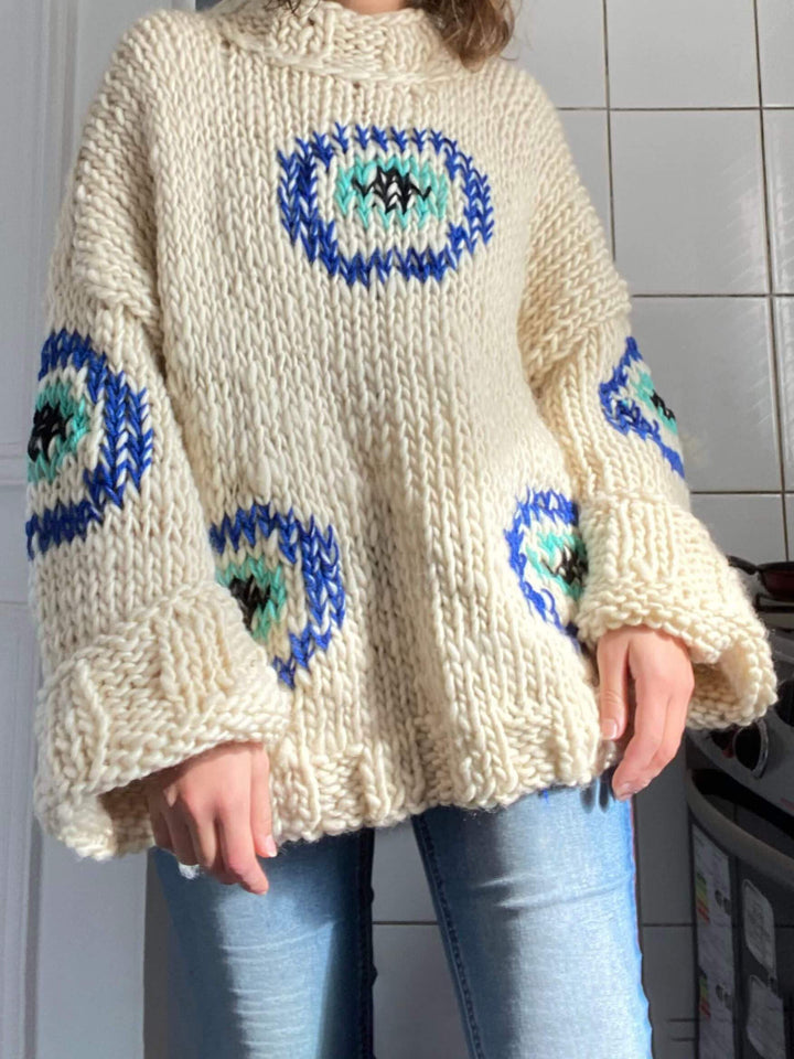 Casual Street Circle Pattern Loose Sweater