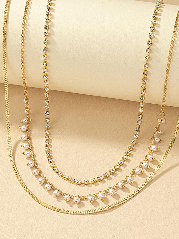 Fashionable Pearl Pendant Multi-layer Clavicle Necklace