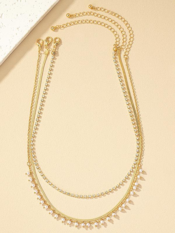 Fashionable Pearl Pendant Multi-layer Clavicle Necklace