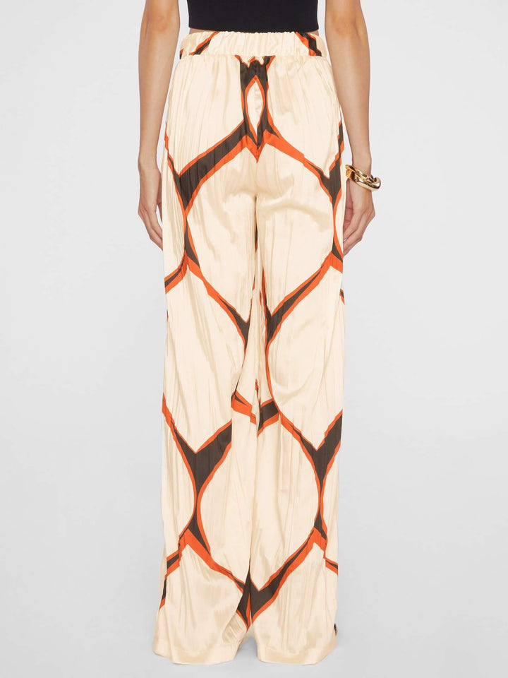 Exquisite Satin Abstract Geometric Print Loose Wide-leg Pants