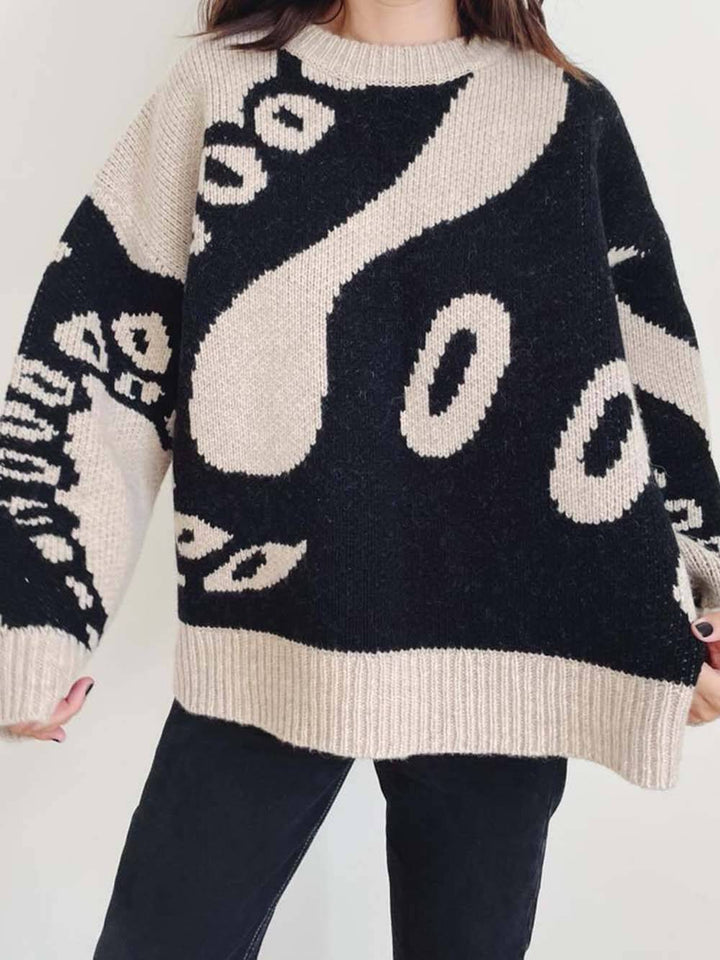 Fun Octopus Pattern Loose Sweater