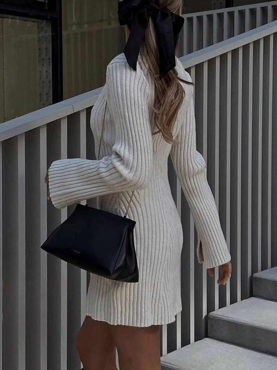 Classic And Versatile Bell Sleeve Mini Sweater Dress