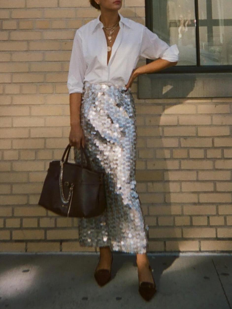 Elegant And Stylish Sequin Pencil Skirt