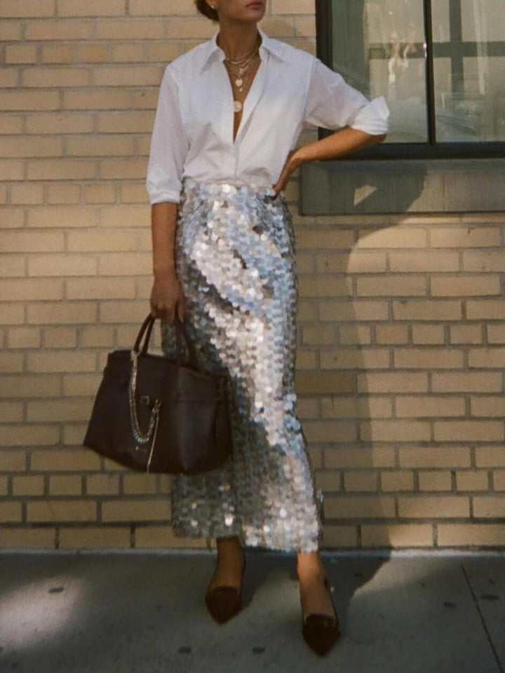 Elegant And Stylish Sequin Pencil Skirt