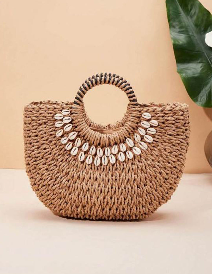 Shell Dekor Straw Bag