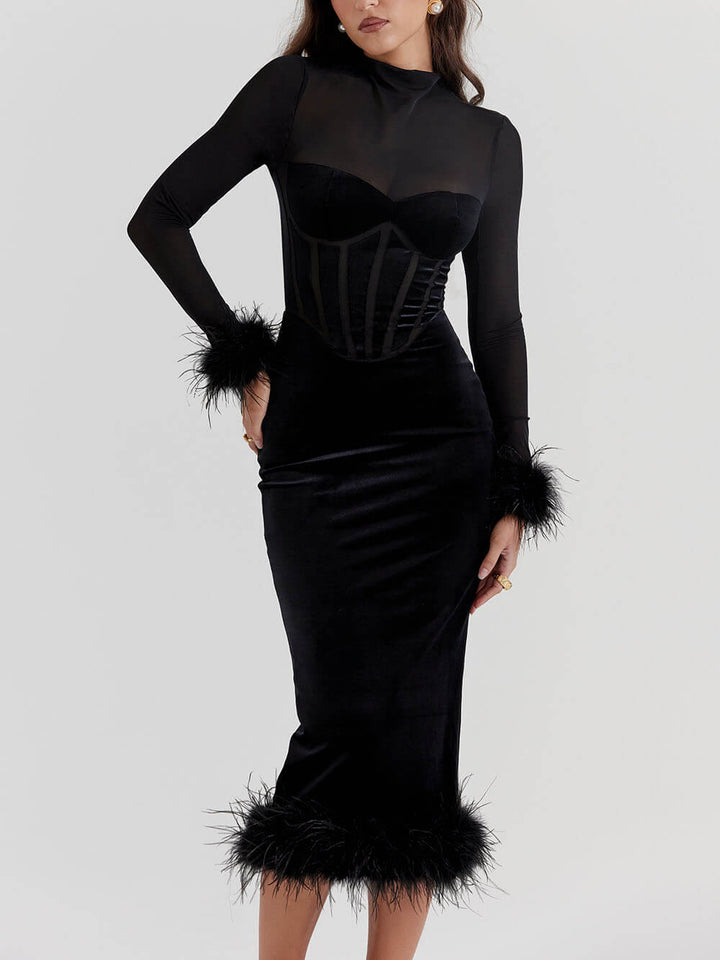 Robe midi en velours noir