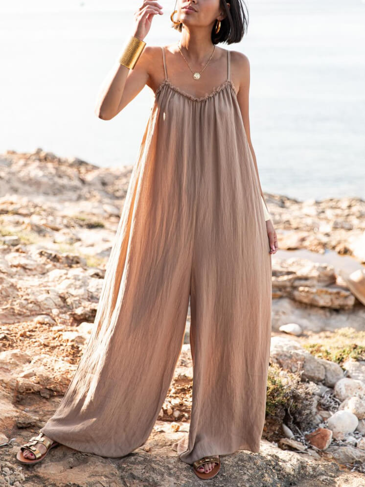 Διακοπές Casual Suspender Loose Wide Leg Jumpsuit