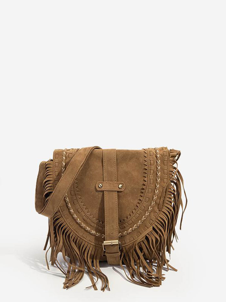 Sac en faux daim avec boucles et franges