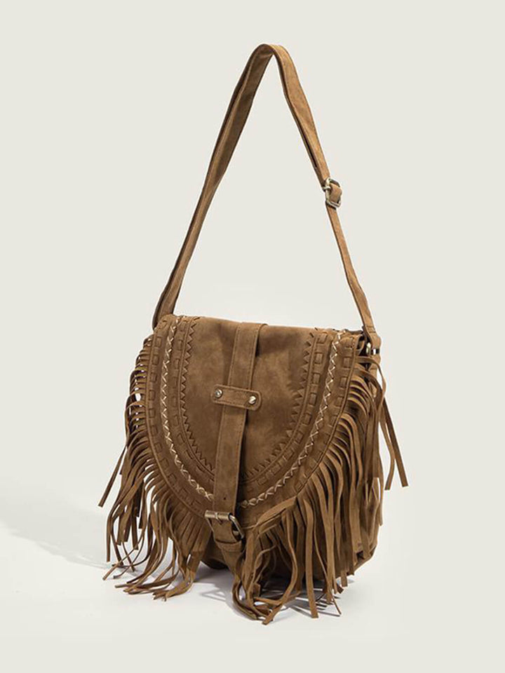 Sac en faux daim avec boucles et franges