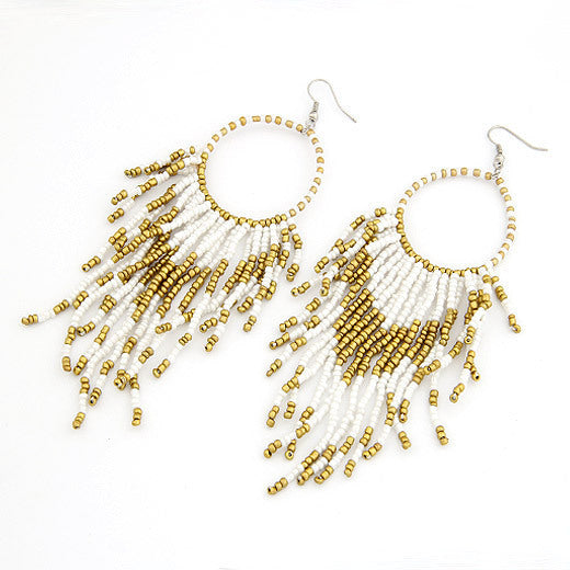 Boho Ethnic Long Tassel Beaded Earrings