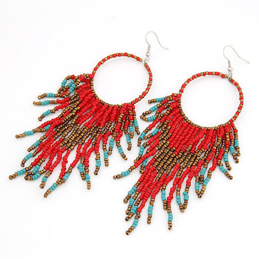 Anting Manik-manik Rumbai Panjang Etnik Boho