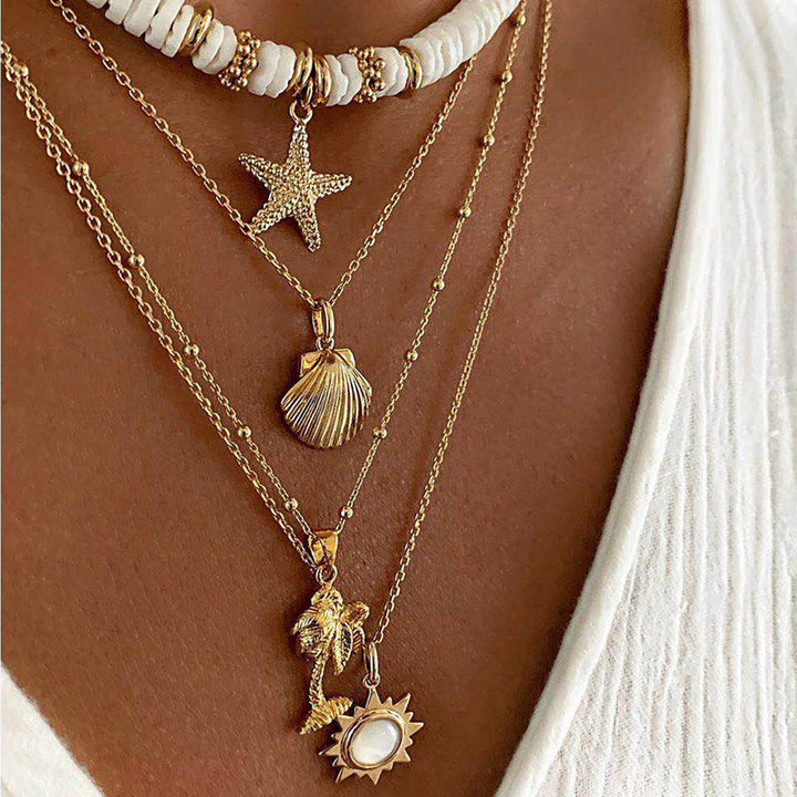 Collana con ciondolo multistrato Retro Starfish Shell