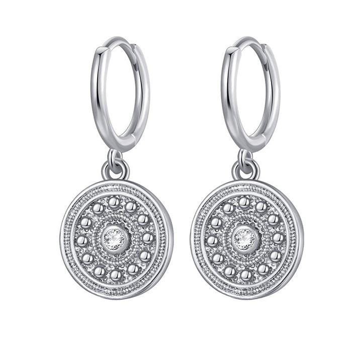 Bohemian Round Coin Zircon Earrings