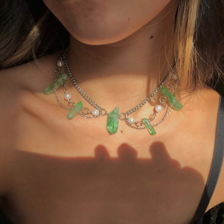 Groene Kwarts Kristal Boho Ketting