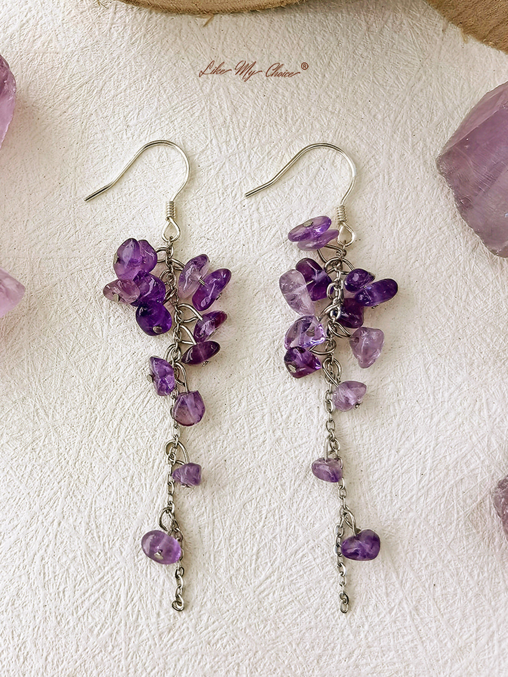 Anting Juntai Kecubung Wisteria Batu Kelahiran Februari