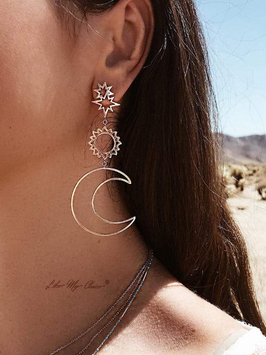 Boucles d'oreilles déesse du soleil et de la lune