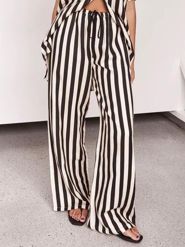 Resort Casual Striped vrac pantaloni cu picior larg